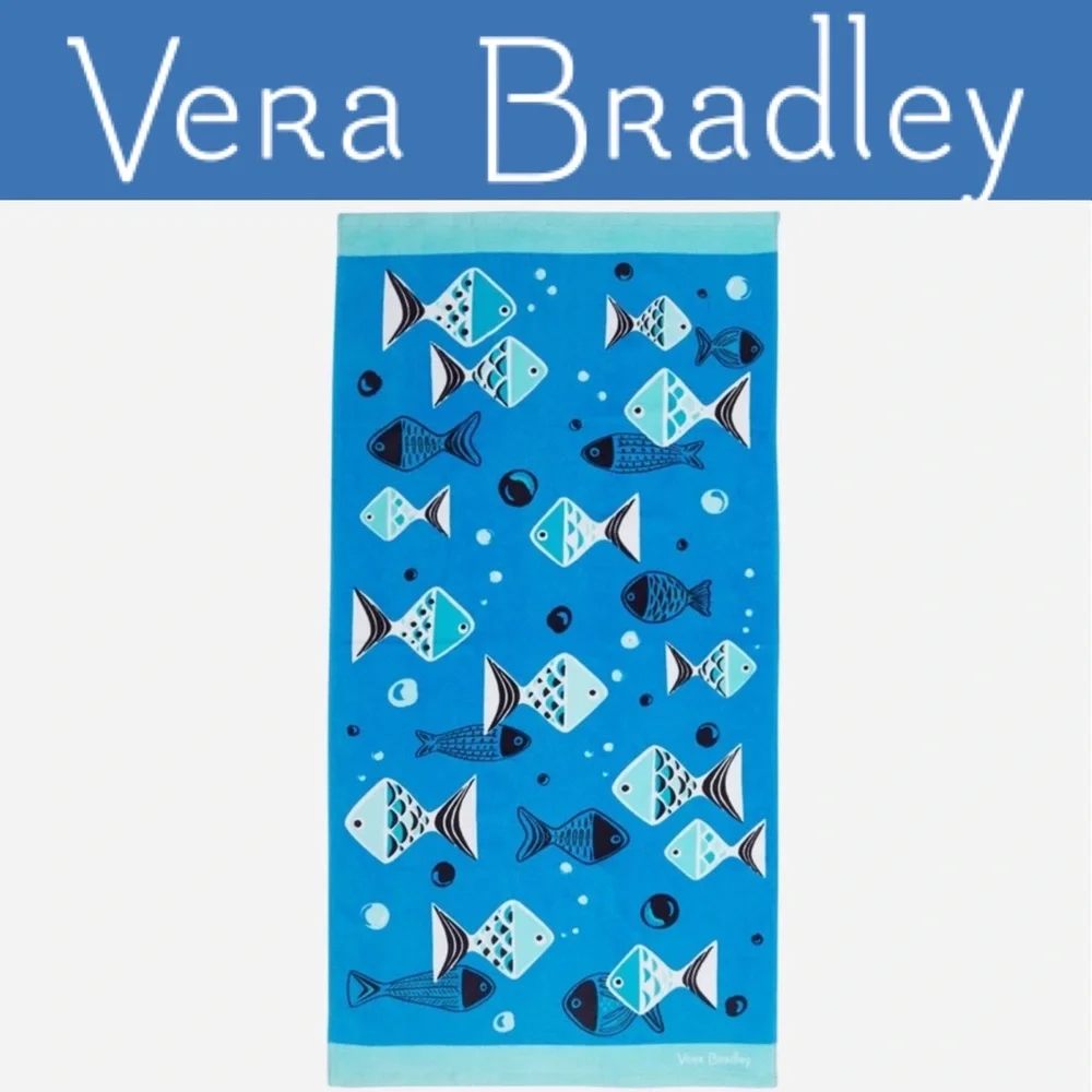 Vera Bradley Beach Towel in Go Fish Blue pattern Free Shipping